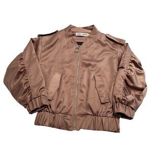 Audrey Wang Satin Bomber Jacket in Pink